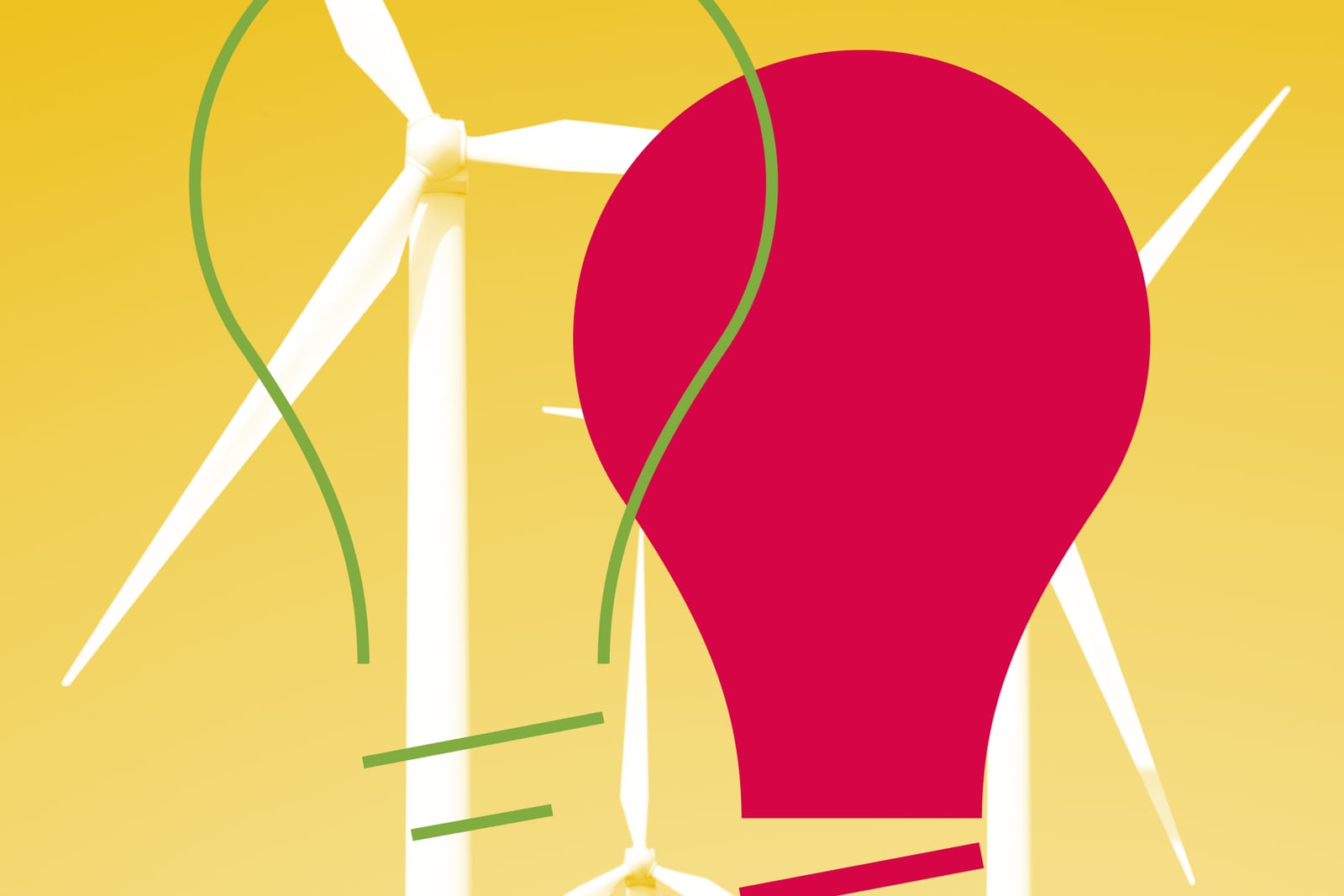 Utilities sector graphic of wind turbine and light bulb.