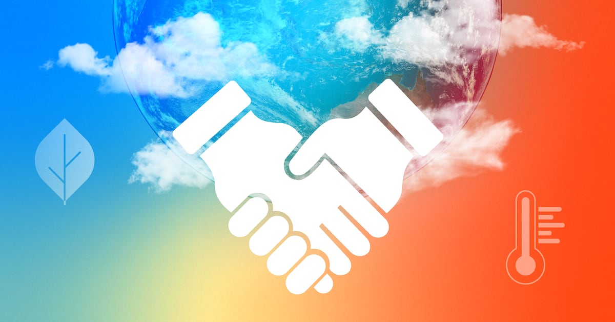 symbolic graphic showing two hands holding against a rainbow-coloured background