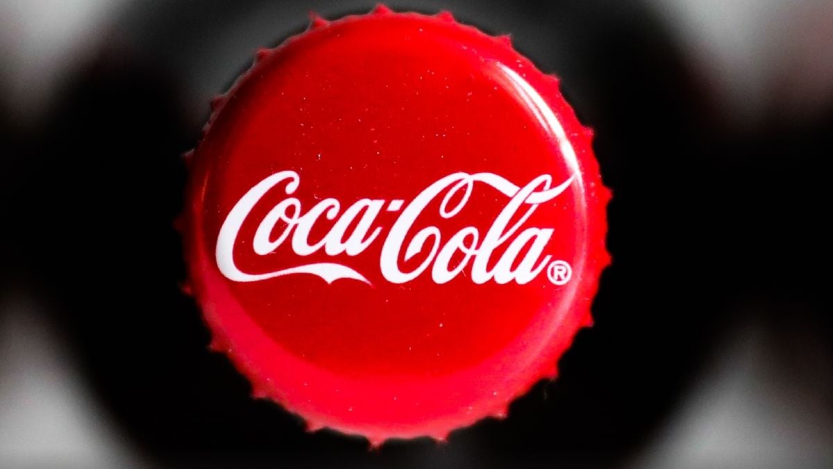 Red Coca-Cola logo bottle cap on October 8, 2020 in Krakow, Poland